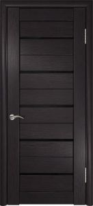 Межкомнатная дверь ЛУ-22 (Венге, стекло лакобель черное, 900x2000)