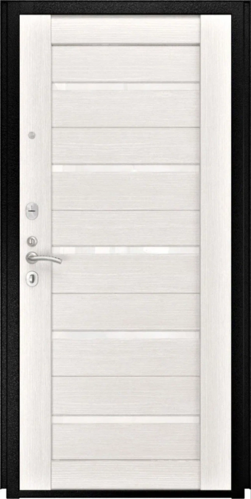 Входная дверь ДвериПРО L-Термо серебро СБ-1 (лак. белое, 16мм, беленый дуб) DPRO197040 внутренняя сторона