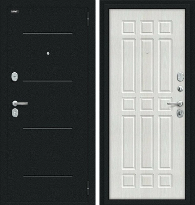 Входная дверь Мило Букле черное/Bianco Veralinga BR4301